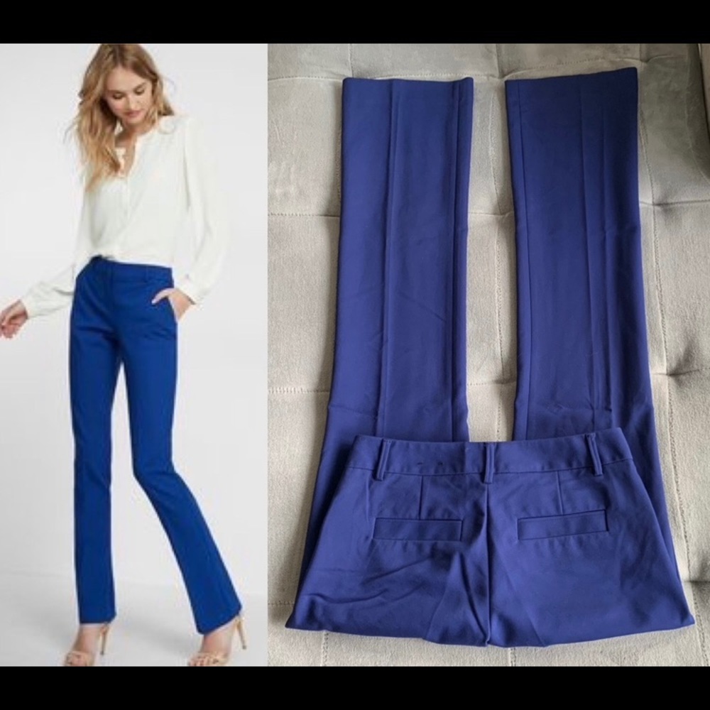 EXPRESS Columnist Mid Rise Dress Pants in Blue